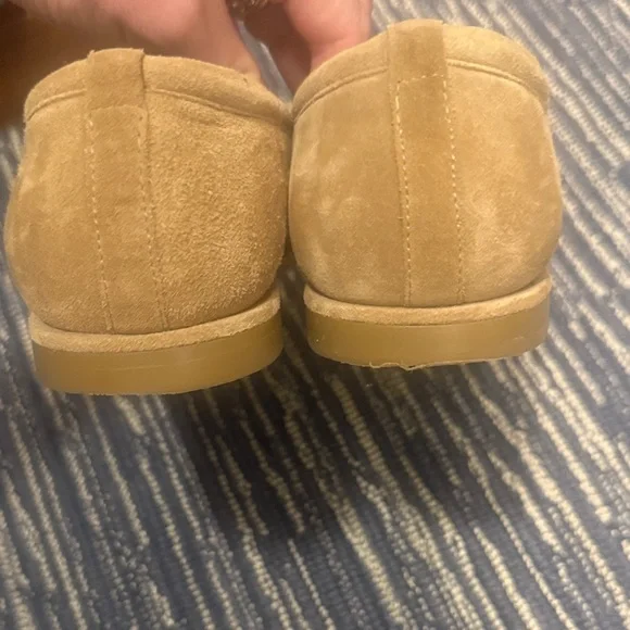 CHANEL Tan Suede CC Logo Slip-On Loafers - Picture 3 of 8